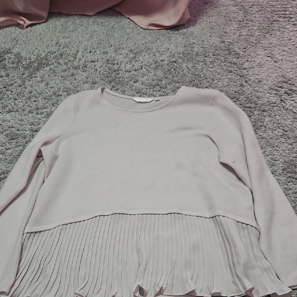 LC Lauren Conrad Elegant Cream Pleated Women's Top